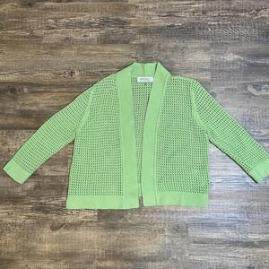 Kasper Sweater Lime Green L Cardigan Preppy Chic Office Minimalist Layer Knit